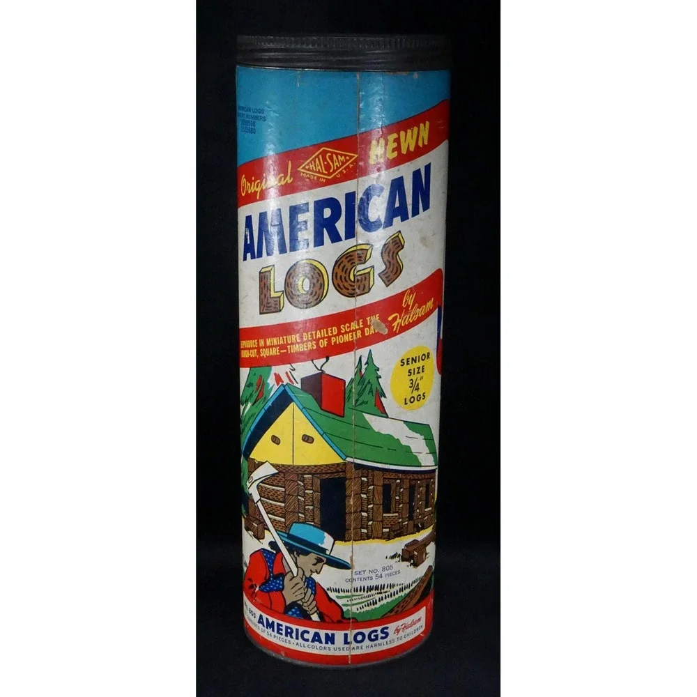 Original Hewn American Logs Building Toy Set 805 Senior Size 3/4